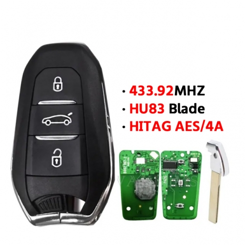 3 Buttons 433.92MHz PCF7953M / HITAG AES / 4A Chip Complete Smart Card Car Key Replacement For CITROE.N C4 Picasso Lock