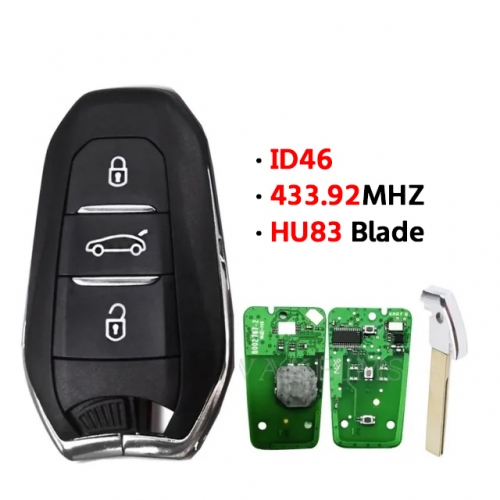 3 Buttons 433.92MHz PCF7945 / HITAG AES / 46 Chip Complete Smart Card Car Key Replacement For CITROE.N C4 Picasso Lock