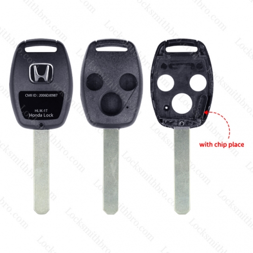 LockSmithbro 3 Button Honda Remote Shell No Button Part With Chip Place With Logo