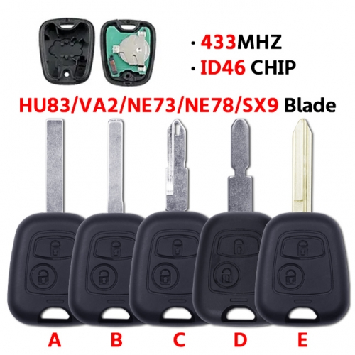 2 Buttons Smart Car Key For Citroe.n C1 C2 C3 C4 Saxo Picasso Xsara Picasso Peugeo.t 106 206 306 307 107 207 407 Partner