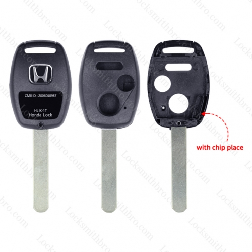 LockSmithbro 3 Button With Panic Honda Remote Shell No Button Part With Chip Place With Logo