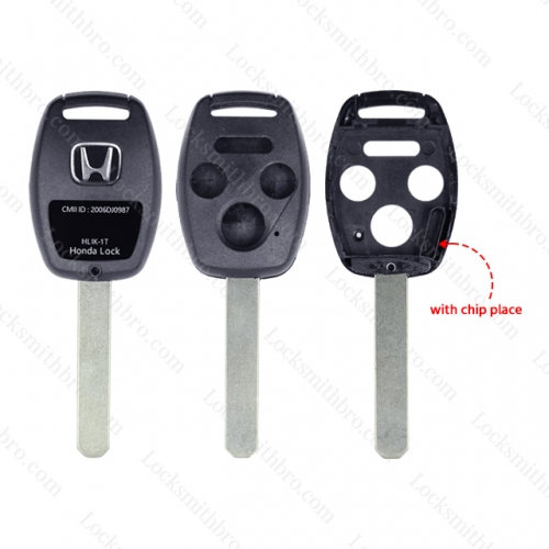 LockSmithbro 4 Button With Panic Honda Remote Shell No Button Part With Chip Place With Logo