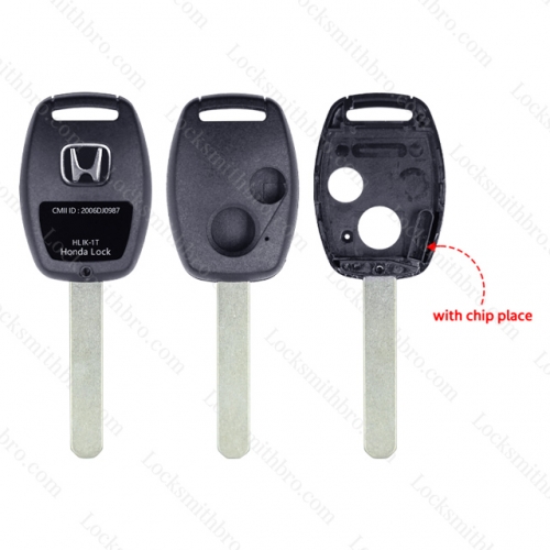 LockSmithbro 2 Button Honda Remote Shell No Button Part With Chip Place With Logo