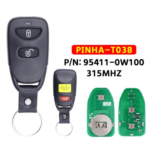 2+1 Buttons Remote Key 315Mhz FCC ID: PINHA-T038, for T-Hyundai Santa Fe 2006 2007  P/N: 95411-0W100