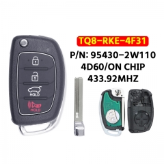 4 Button Remote Car Key Fob 433MHz TQ8-RKE-4F31, 95430-2W110  for T-Hyundai Grand Santa Fe Sport Maxcruz 2016 2017 2018 2019