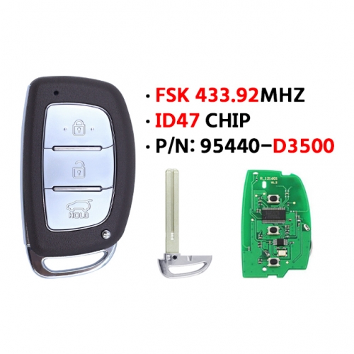 3Button 2019 T-Hyundai Tucson remote control smart card PN: 95440-D3500 434 frequency 47 chip