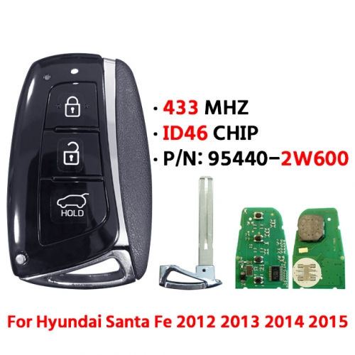 3 Buttons H-yundai Santa Fe smart key PCF7952A, 433MHz 95440-2W600