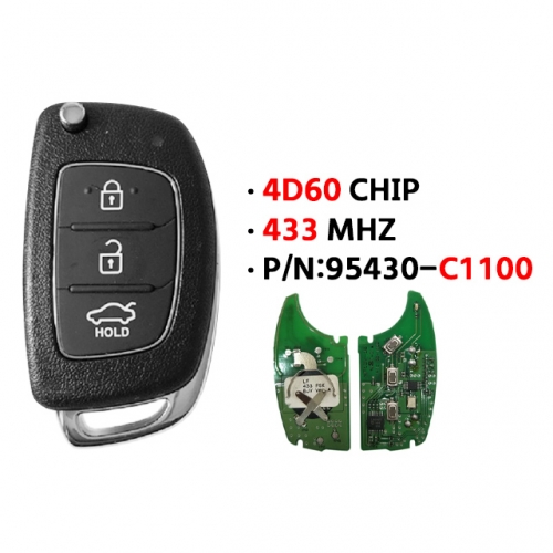 H-yundai original 3-button smart key 433MHz 4D60 95430-C1100(OEM)