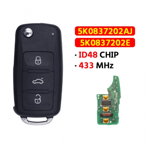 3Button 434MHZ 48 chips for VW 3-button smart key FCCID:5K0 837 202 AJ
