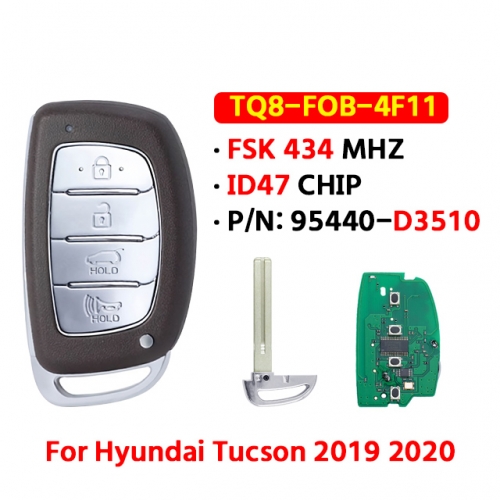 4Button Suitable for H-yundai 2016-2017 H-yundai Tucson remote control smart card 434MHZ 47 chip 95440-D3510