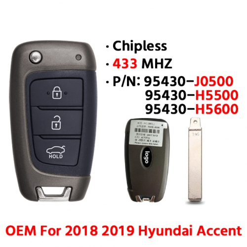 H-yundai Accent Original 3-Button Smart Key 433MHz PN 95430-J0500 Coreless(OEM)