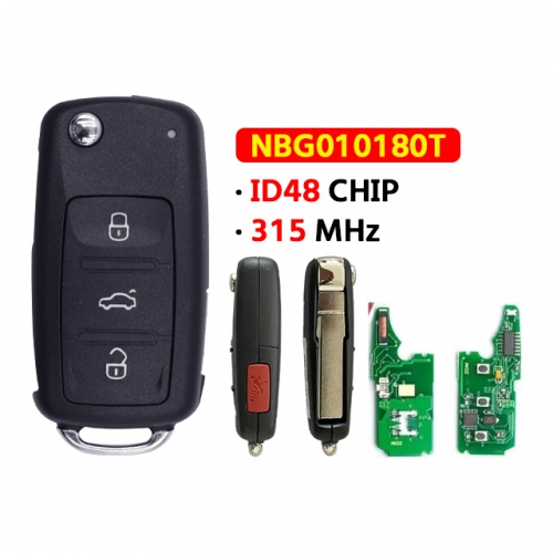 4Button Remote key 315MHZ 48 chip FCCID:NBG010180T for VW