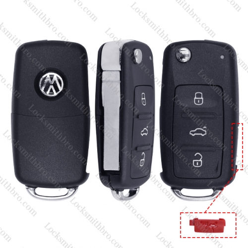 LockSmithbro 3+1 Button Inseparable VW Flip Remote Key Shell With Logo