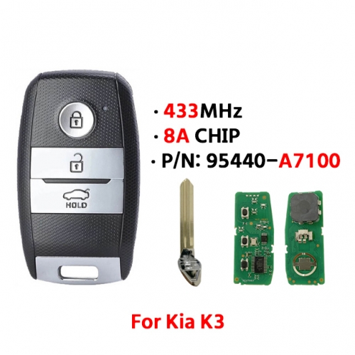 3 buttons For Kia K3 smart remote control key 8A chip 433Mhz 95440-A7100