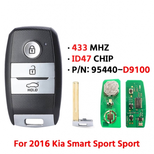 4 Button PN:95440-D9100 433MHz ID47 CHIP For Kia Sportage 2016 2017