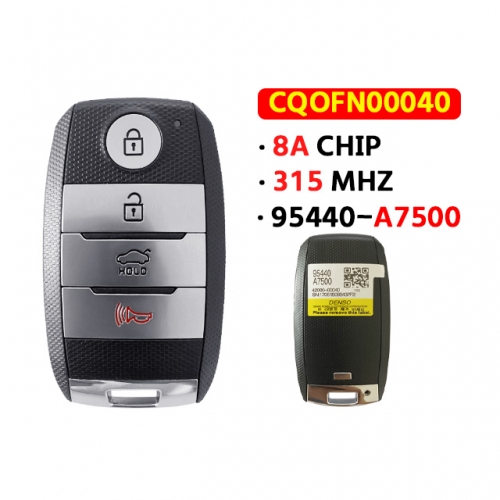 4 Button P/N:95440-A7500 315MHZ 8A CHIP FCC:CQOFN00040 For 2014-2016 KIA Forte Smart Card