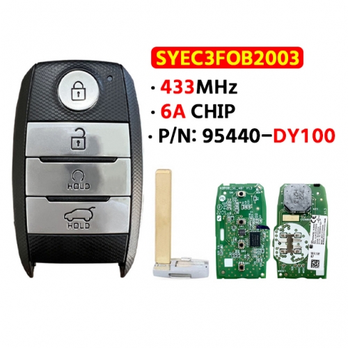 4 buttons P/N:95440-DY100  433MHZ 6A FCC:SYEC3FOB2003 For Kia Smart Key(OEM)