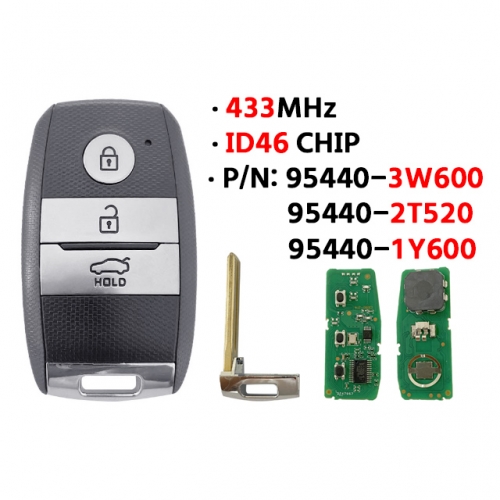 For kia 3 button smart key 433 mhz ID46 95440-3W600/2T520/ 1Y600