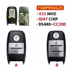 3/4 Button P/N:95440-CC200 433MHZ 6A CHIP FCC:FOBP956S20 For KIA Seltos 2020 Smart Key(OEM)