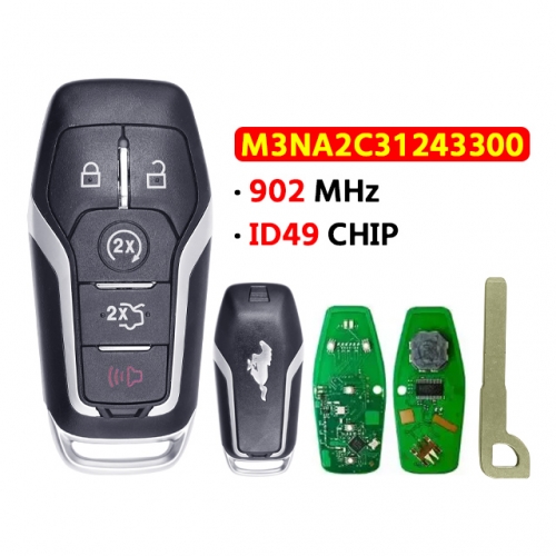 5 Buttons 902MHZ ID49 Remote Control Key For 2015 - 2016 Ford Mustang Trunk Remote Start FCC M3N-A2C31243300