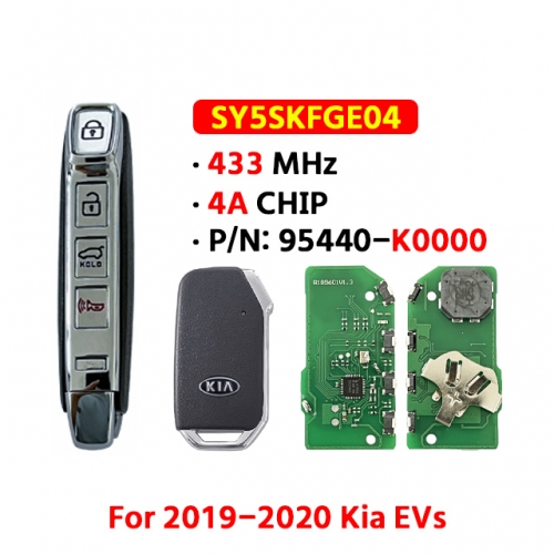 Smart Keyless Go 4 Buttons Remote Key 433MHz 4A Chip for KIA Soul 2019 2020 2021 P/N 95440-K0000 FCC ID:SY5SKFGE04