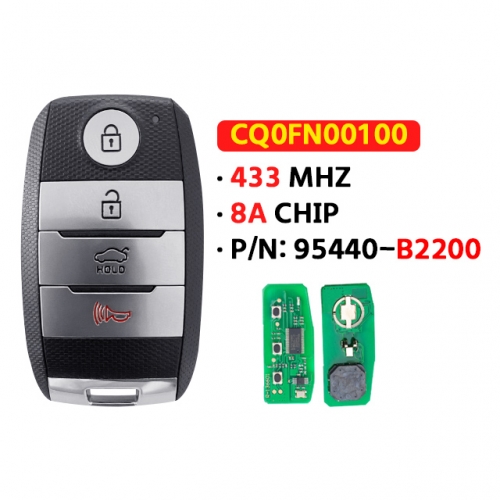 4 Button PN:95440-B2200 433MHz A8 CHIP  FCC:CQ0FN00100 For Kia Soul 2014 + smart key