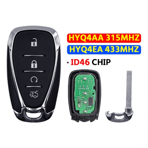 4 Button Remote Car Key ID46 Chip 315/433Mhz For Chevrolet Cruze Spark Camaro Equinox Malibu2017-2018 HYQ4AA/HYQ4EA
