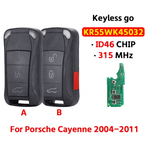 3/4 buttons smart key 315MHZ ID46 Keyless go  For T-Porsche Cayenne 2004-2011