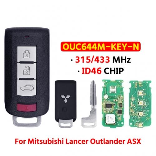 3+1 Button Smart Remote Key Fob 433Mhz FSK PCF7952 for Mit-subishi Lancer Outlander ASX SK345010