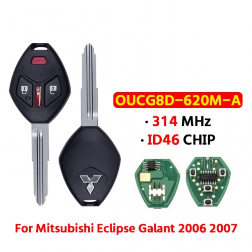 2+1B 313.8MHZ Remote Key for Mit-subishi Eclipse Galant 2006 2007 Remote Key Fob OUCG8D-620M-A(Mit11R)