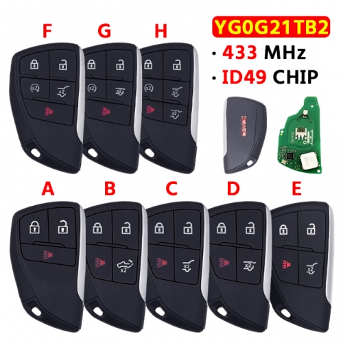 3/4/5/6 Button Smarty Car Key For GMC Yukon XL 433MHz ID49 Chip FCC ID YG0G21TB2