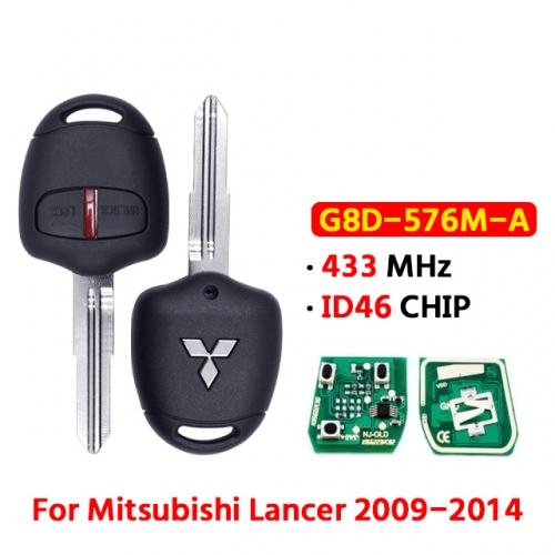 2 Button 433MHz ID46 Chip for Mit-subishi Lancer 2009-2014 FCC ID: G8D-576M-A MIT8 Left Blade