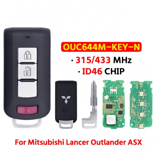 2+1 Button Smart Remote Key Fob 433Mhz FSK PCF7952 for Mit-subishi Lancer Outlander ASX