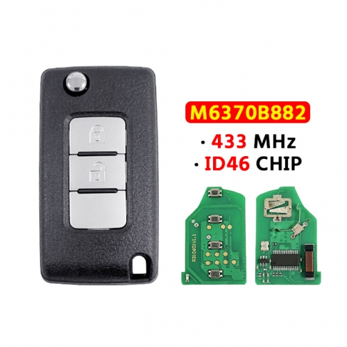2Button For T-Mitsubishi smart folding key 433MHz 46 Chip FCCID: M6370B882