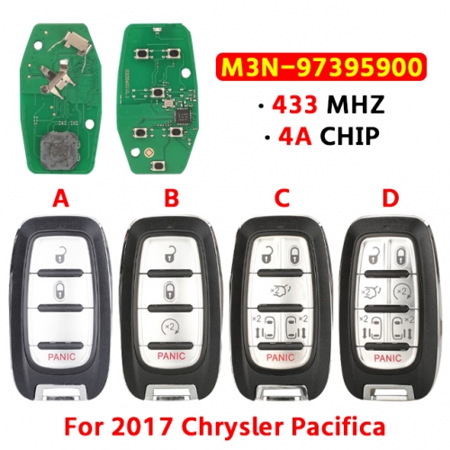 3/4/6/7 Buttons Smart Key Proximity Keyless Remote Fob For T-Chrysler Pacifica 2018 2019 2020 Voyager  433MHZ 4A Chip FCCID:M3N-97395900