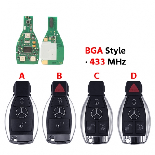 2/2+1/3/3+1BGA Style Remote Smart Car Key 433Mhz For MB Mercedes BENZ E S 2Supports Original NEC BGA Fob