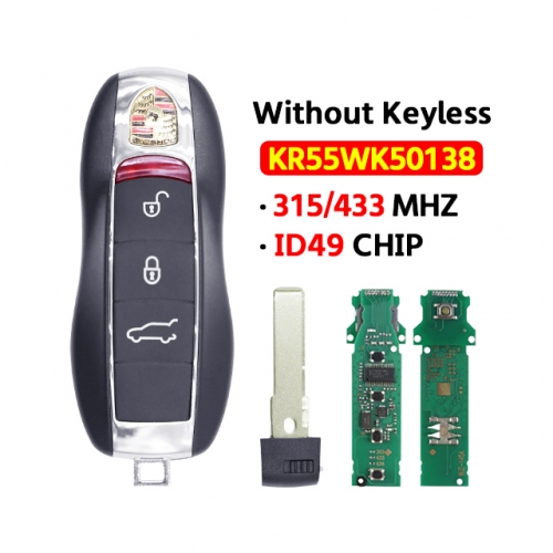 3Button Without Keyless Remote Control 315MHz 433MHz KR55WK50138  With ID49 Chip For T-Porsche