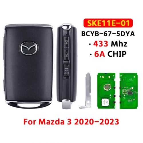 3Button Smart Remote Key Fob 433MHz SKE11E-01  For Mazda 3 Mazda3 M3 CX-30 2019 2020 2021 BCYB-67-5DY
