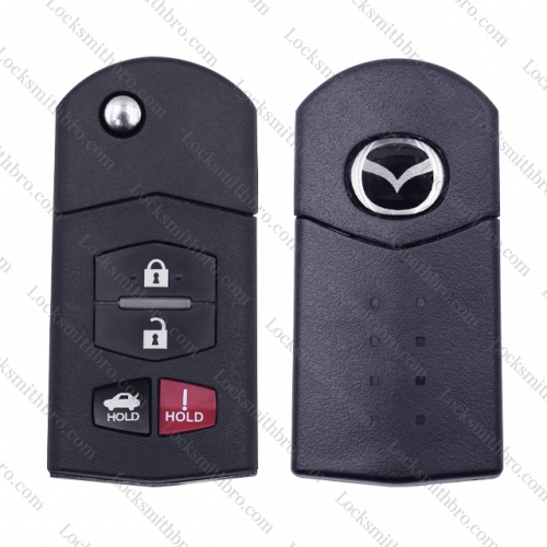 LockSmithbro 4 Button With Logo Mazda Remote Key Shell Case