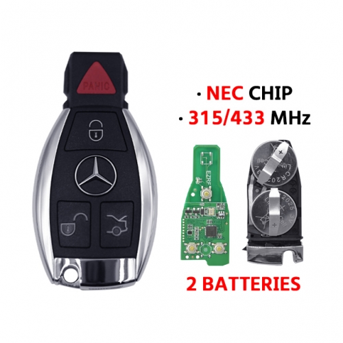 Mercedes Benz NEC 3+1 Button Remote Key With 315/433Mhz Double Battery Remote Key