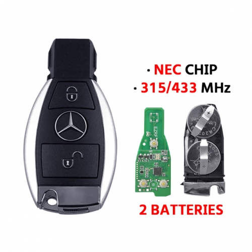 Mercedes Benz NEC 2 Button Remote Key With 315/433Mhz Double Battery Remote Key