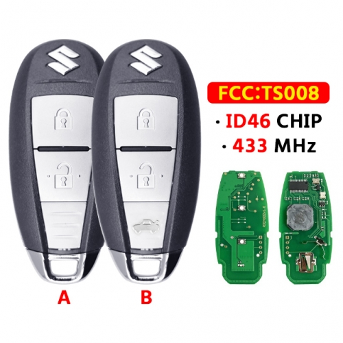 2/3 Button Remote Key 433MHz ID46CHIP FCC:Ts008 For T-Suzuki remote control key