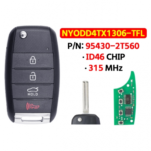 4 Button 315MHz ID46 Chip For 2014 2015 KIA Optima Soul Sportage NYODD4TX1306-TFL  95430-2T560