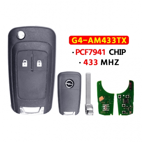 G4-AM433TX 433Mhz ID46-PCF7941 Car Remote Key Fob for Opel/Vauxhall Corsa D 2007+2012 Meriva B 2010+2014 Flip Control