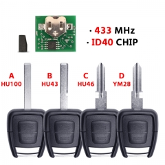 2 Button Remote Key For Opel With ID40 Chip And Blade (GM#93176615)