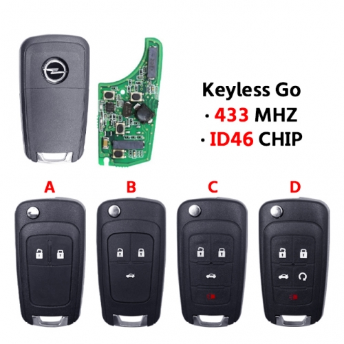 LockSmithbro Full Smart Keyless Go 2/3/4/5 Button 433Mhz ID46CHIP Opel Flip Key