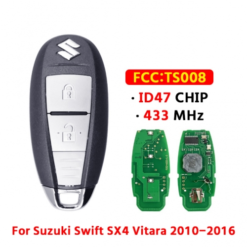 2Button Remote key 433Mhz PCF7952 Hightag 3 47 Chip TS008 For T-Suzuki Swift SX4 Vitara 2010-2016 Smart Key