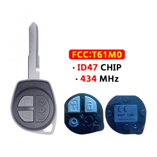 2Button remote key FSK 433.92MHz ID47CHIP FCC:T61M0 For T-suzuki straight key