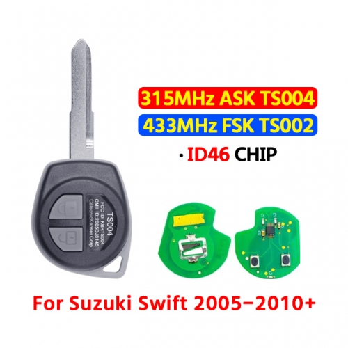 2Button TS004 315MHz ASK / TS002 433MHz FSK  ID46 Chip For T-Suzuki Swift 2005-2010+