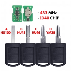 2 Button Remote Control 433Mhz With Blade For Opel Corsa C Combo B Meriva A